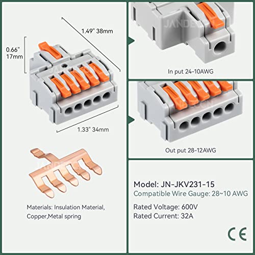 JANDECCN 10 бр. Конектори за електрически Кабели, Конектори за задника клемм със собствените си ръце за 4-Те Верижни вградени съединения (1 към 4 изхода)