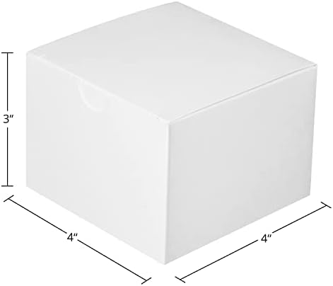 Fairlegend Малки Бели Кутии Подарък 4x4x3 от Бял крафт-хартия за подаръци, Партита, Душ, Бродерия, Кутия за бонбони,