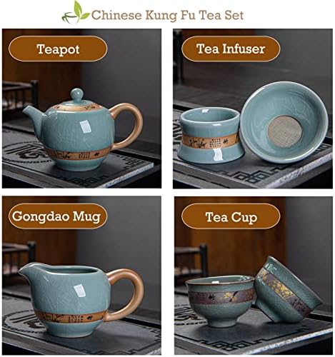 ORHA 9 бр. Китайски Чай Вечеря в Керамичен Чайник Кунг-фу Gongdao Чаша за Заваряване на Чай с 6 Чаени Чаши Подарък за