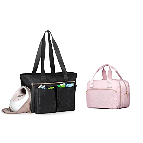 Чанта за Носимого молокоотсоса Fasrom с интеркулер, Комплект за изпомпване, Пътна чанта-тоут с Калъф за лаптоп
