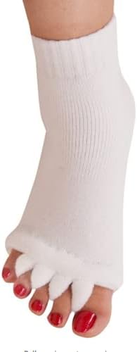 Спортни чорапи Star Han Yoga Gym с Пет Разделители на пръстите си, Масаж Чорапи за изравняване на стоп, 1 Чифт, Бели, 16 (SH000065)