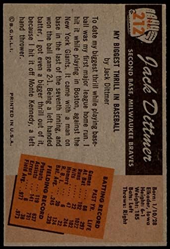 1955 Bowman Baseball 212 Джак Диттмер Отличен (5 от 10) за версия Mickeys Cards