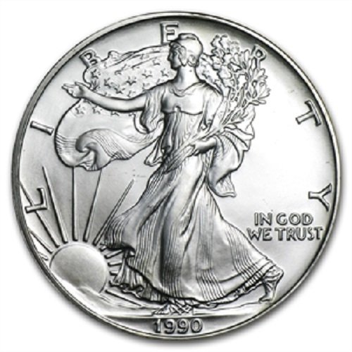 Американски сребърен орел 1990-1 унция. Сребро 999 проба с нашия сертификат за автентичност Долар, не циркулиращата в монетния двор на САЩ