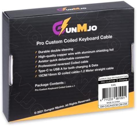 Директен USB кабел C от неръждаема Стомана GUNMJO Pro 304 за гейминг клавиатура, Механичен кабел за клавиатура с подвижна