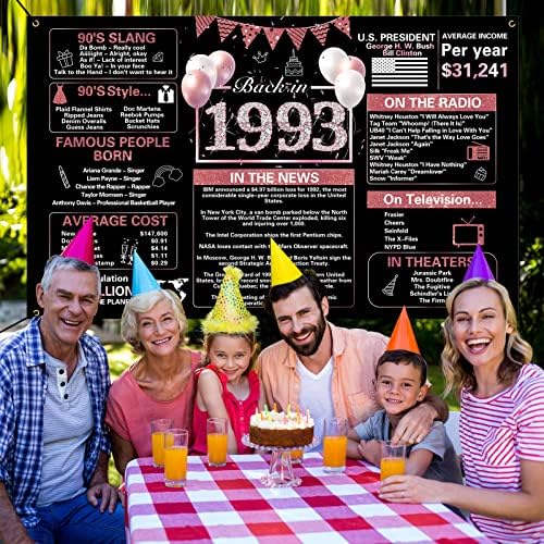 Бижута от розово злато Crenics на 30-ия рожден ден за Нея, Ретро Банер 1993 година за рождения ден, Голям 30-Годишният Фон на годишнина от рождението на Вечер, за да проверит?
