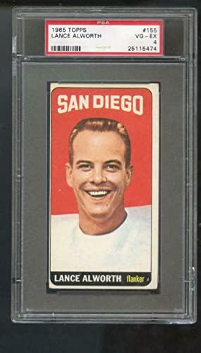 1965 Topps #155 Футболна карта Ланс Alworth PSA 4 Категория San Diego Chargers - Футболни карта, без подпис