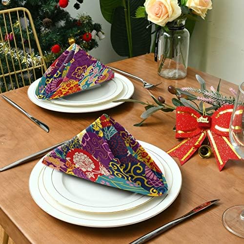Салфетки с японски дизайн, класически Тъканни салфетки в цветенце, Меки, Удобни, за Многократна употреба, Комплект от