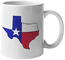 Контур на щата Тексас, с наслагване на хартата Кафеена Чаша | Гордостта на Тексас | Керамична Чаша с наслагване на хартата