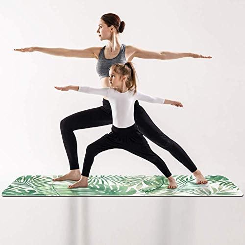 DJROW килимче За Йога с Шарките на Зелени Листа, Естествен Тренировъчен Гумена Подложка за Йога, в Екологично Чист Подложка