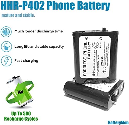 2 Опаковки от 800 ма 3,6 В Акумулаторна Батерия за телефон Panasonic P-P511 N4HKGMA00001 HHR-P402 KX-TG5100 KX-TG2770