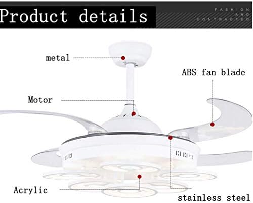 YANGBO Съвременен Интелигентен Вентилатор на Тавана Led Вентилатор на Тавана с Дистанционно Управление, 42 инча Трапезария Спалня Дневна Вентилатор на Тавана Светлина
