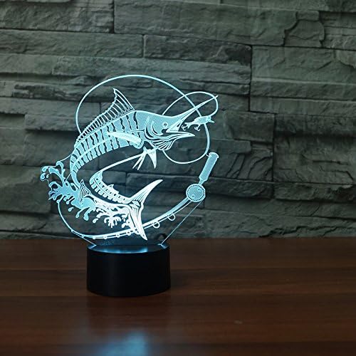3D Риба нощна светлина Сензорен Прекъсвач Декор Тенис на Маса Оптична Илюзия Лампи 7 Цвята Променя Светлини Led Настолна