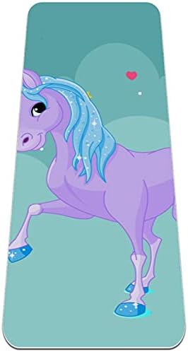 Siebzeh Blue Unicorn Премиум-Дебела подложка за йога, в Екологично Чист Гумена подложка за здраве и фитнес, Нескользящий
