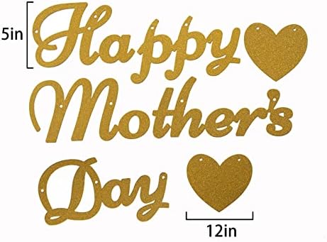 Стъклена Банер С Деня на майката, Златна Блестящ Банер на Деня на Майката за Украса на парти в чест на Деня на майката, Аксесоари за парти в чест на Деня на майката