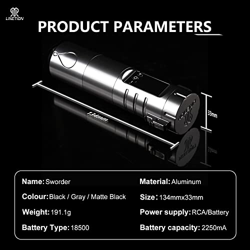 Linetion Sworder Безжична Татуировочная на пишеща Машина с въртяща се дръжка Комплекта Японски двигател без ядро 2250