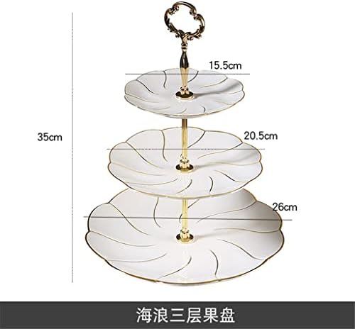 Керамични Трехслойная Чиния GRETD СЪС Златни Пластове Съда, Поставка За Закуски На Послеобеденному Чай, Креативна Модна