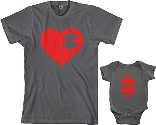 Комплект за детско боди Threadrock Heart & Missing Piece и мъжки тениски в тон