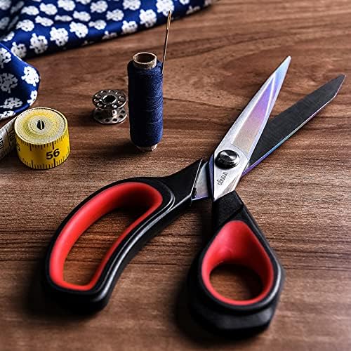 Набор от остри ножици за тъкани LIVINGO: Ковано острие с титанов щанга с покритие 9,5 инча и ножици за бродиране с остър