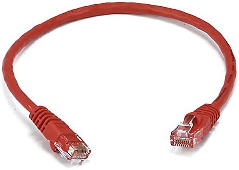 Мрежов кабел Monoprice 1FT 24AWG Cat6 550 Mhz UTP Ethernet с Голия Мед - Червен