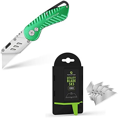 Комплект за рязане подарък кутии FantastiCAR Green Сгъваем Универсален нож с лек Алуминиев корпус и остриета 100 SK5