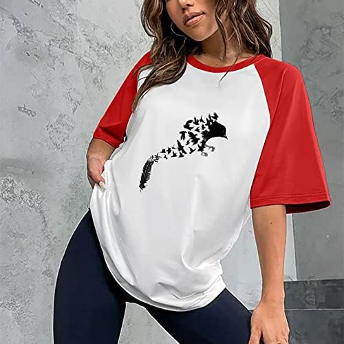 Ризи с Принтом Птици Дамски Забавно Графична Тениска Nature Country Тениска Ежедневни Тениска С Кръгло деколте И Къс