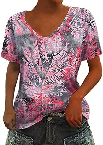 Дамски Селянин Върхове с бродерия в стил Бохо, Тениска С V-образно деколте и Къси Ръкави, Мексикански Ризи, Елегантни