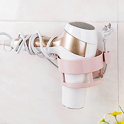 XJJZS Сешоар за коса Без перфорация, Плочки за баня и тоалетна, Масивни Стелажи за съхранение под формата на паста и закачалки за въздуховоди (Розов цвят)