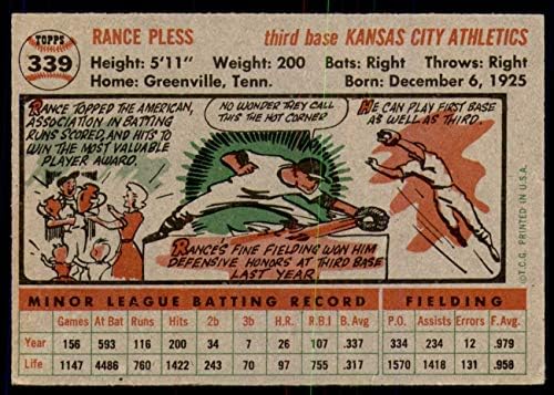 1956 Topps 339 Рэнс Плесс Канзас Сити Атлетикс (Бейзболна картичка), БИВШ атлетикс