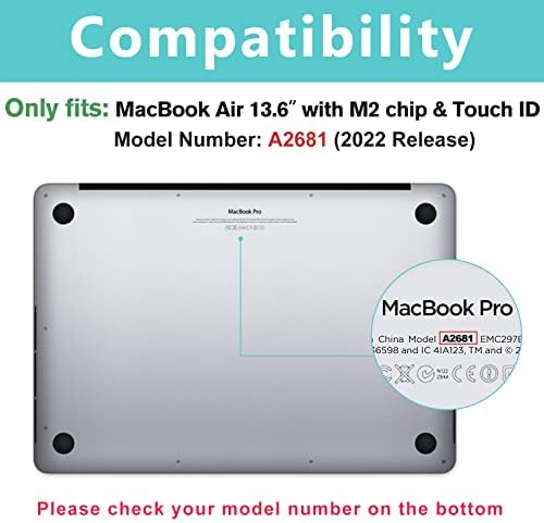 ProCase Матиран Прозрачен твърд калъф за MacBook Air 13.6 инча 2022 Година на Издаване A2681 M2 Комплект с чанта-ръкав