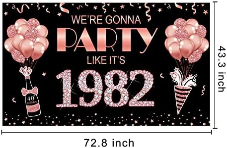 декори за рекламни Банери на 40-ия рожден ден на жени, Розово злато, Ще Организира парти, Като през 1982 г., Плакат С