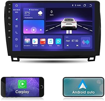Android Автомобилна стерео радио подходящ за Toyota Tundra (07-13) Sequoia (08-17) с Carplay/Android Автоматично GPS навигация с 10,1-Инчов Сензорен екран WiFi, Bluetooth MirrorLink SWC DSP 32 gb с безплатна резер