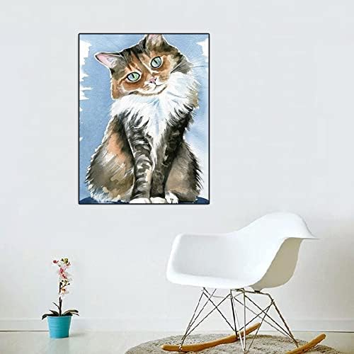 KAKONLA Diamond Art Kit, Диамантена Живопис Happy cat, 5D Мозайка Сладък котка, Ръчна работа с пълна вложка от Мъниста, Комплекти за диамант живопис САМ 5D за възрастни и деца, 12x16 инч