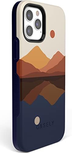 Калъф Casely за iPhone 12/12 Pro | е Съвместим с MagSafe | Противоположностите се привличат | Калъф с цветни блокчета Day & Night Mountain