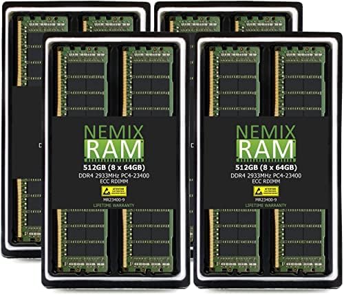 Актуализация регистрирана сървър памет NEMIX RAM 512GB (8x64GB) DDR4-2933 PC4-23400 ECC RDIMM за стоечного сървър Dell PowerEdge R840