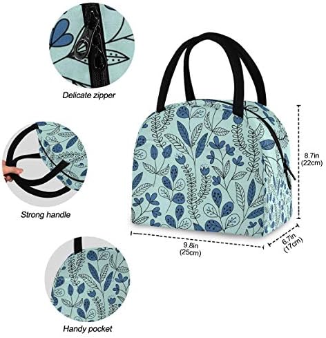 Случайна чанта за обяд Дамски - Синьо Цвете, Голяма Запечатани Чанта-тоут за Обяд с плечевыми ремъци за работа