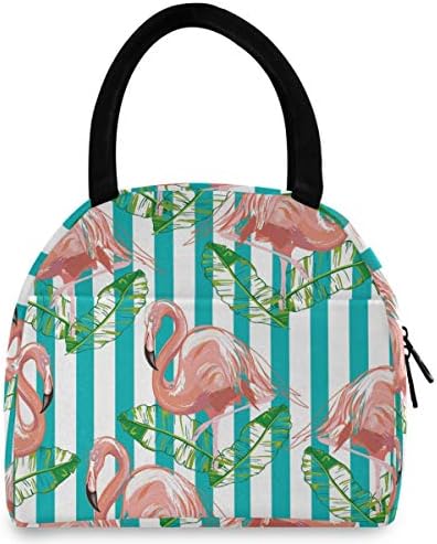 Случайна чанта за обяд Дамски - Tropical Flamingo Голяма Запечатани Кутия за Обяд с плечевыми ремъци за работата на Преносима