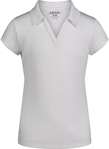 Училищни униформи IZOD За момичета, Риза Поло с къс ръкав, Закопчалки за копчета, Влагоотводящий материал, Устойчив на