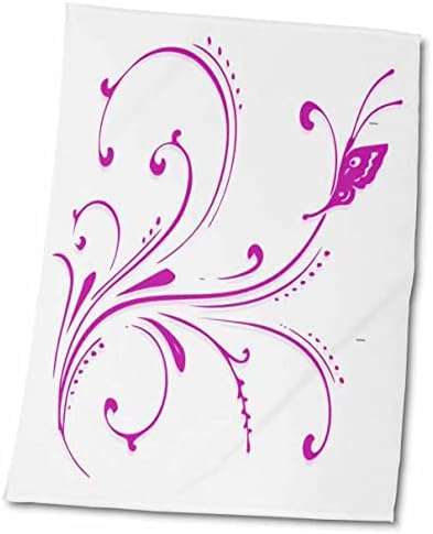 Кърпи 3dRose Florene Décor II - Ярко-Розов Свитък с пеперуда (twl-41719-1)