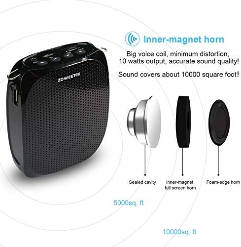Акумулаторна батерия за преносим Мини усилвател на глас ZOWEETEK с кабелна Микрофонной Слушалки и колан, поддържа аудио