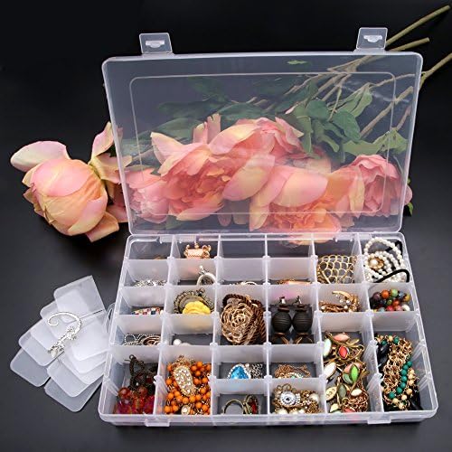 Контейнер за Съхранение Организатор KLOUD City Jewelry Box с Регулируеми Разделители 36 Мрежи (Прозрачна Пластмаса)