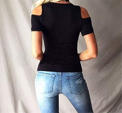 Andongnywell Дамски Модни Годишна Секси Лейси Тениска с открити рамене и къс ръкав, Топ, Блуза