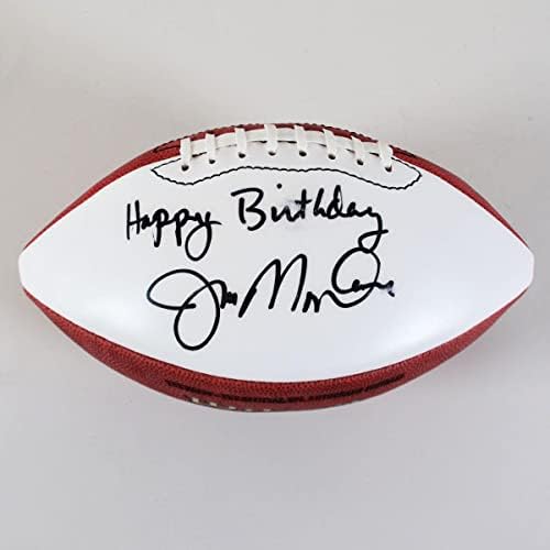 Джо Монтана Подписа Футбол 49ers С Надпис честит рожден ден – Холограма играч COA - Футболни топки с автографи