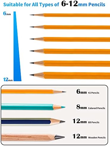Електрическа острилка за моливи JARLINK, Тежкотоварни Острилка цветни моливи диаметър 6-12 мм, автоматично спиране, бързо