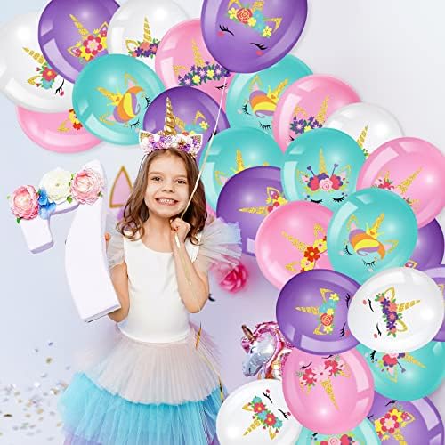 45 парчета unicorn unicorn балони латекс балони парти на дъгата топки засводени комплект колони гирлянди, балони за рожден ден за момичета Еднорог тематични душата на дете
