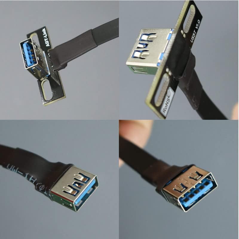 ADT-Link USB 3.1 Gen1 Type-E до гнездото USB 3.1 Вътрешен конектор Type-E с плосък удлинителем с отвор за винт 5 Gbit/s, прегъване на 90 градуса (от 10 см, S4B-F6B)