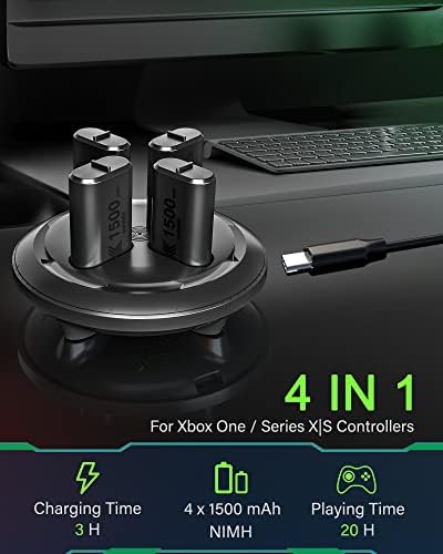 Акумулаторна батерия Noiposi контролера на Xbox One, 4шт Акумулаторна батерия за Xbox One капацитет от 1500 mah, Акумулаторна
