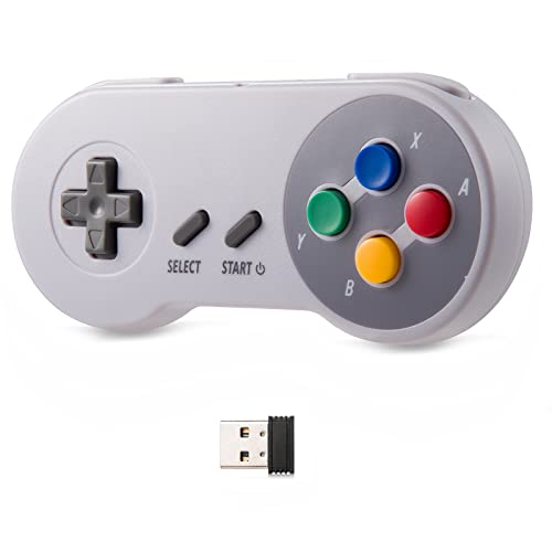 KIWITATA Ретро Безжичен USB контролер SNES, kiwitata Акумулаторна SNES Classic USB Емулатор на играта пэда за Windows PC, MAC, Raspberry PI