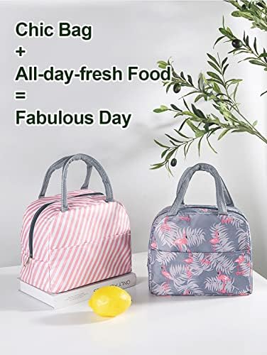 WOOMADA Изолирано чанта за Обяд от Фламинго за Жени и Мъже, Множество Водоустойчива Чанта-Хладилник за Обяд, Чанта-тоут