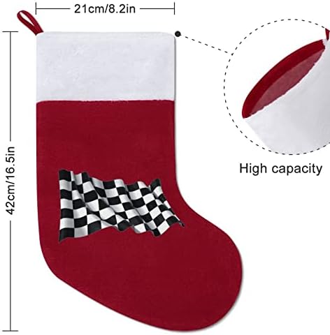 Черно-Бели Карирани Състезателен Флаг, Персонални Коледни Чорапи, Домашна Коледна Елха, Висящи Украса За Камината