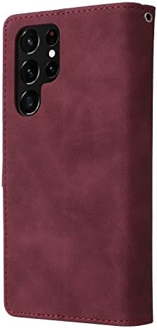 ZZXX Чанта-портфейл за Samsung Galaxy S22 Ultra Case със слот за карти Премиум-клас от Мека изкуствена кожа с цип, Панти